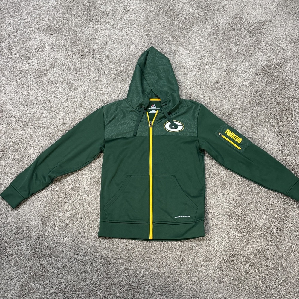 Green Bay Packers Green Majestic full zip Hoodie Therma Base Size S